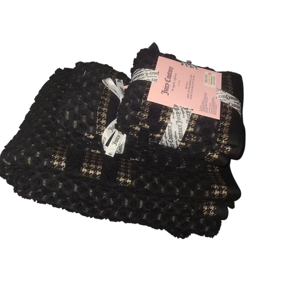 NWT Juicy Couture Black and Gold 7pc Towel Set